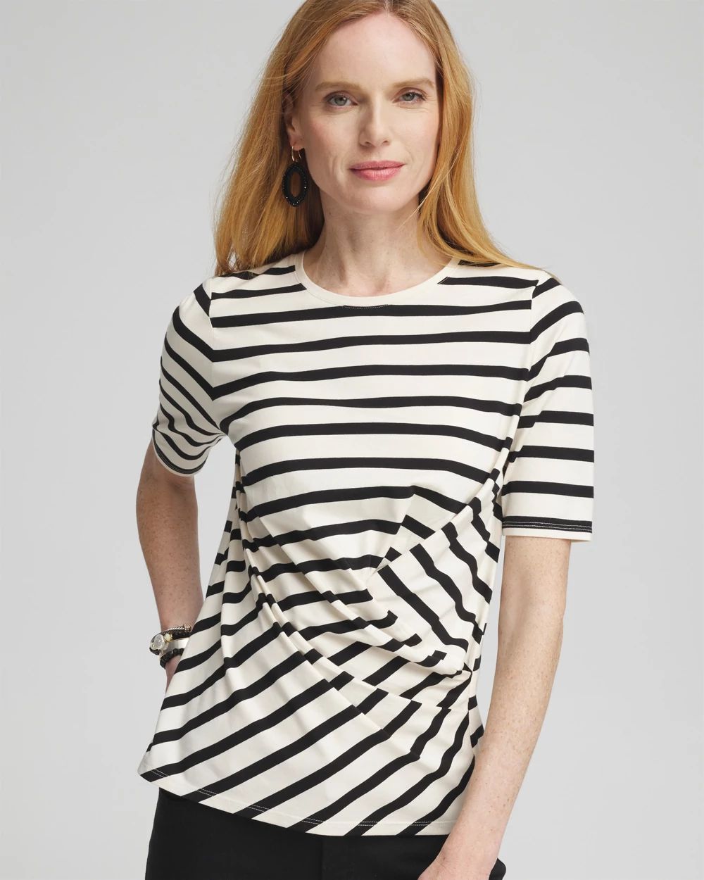Stripe Draped Front Tee