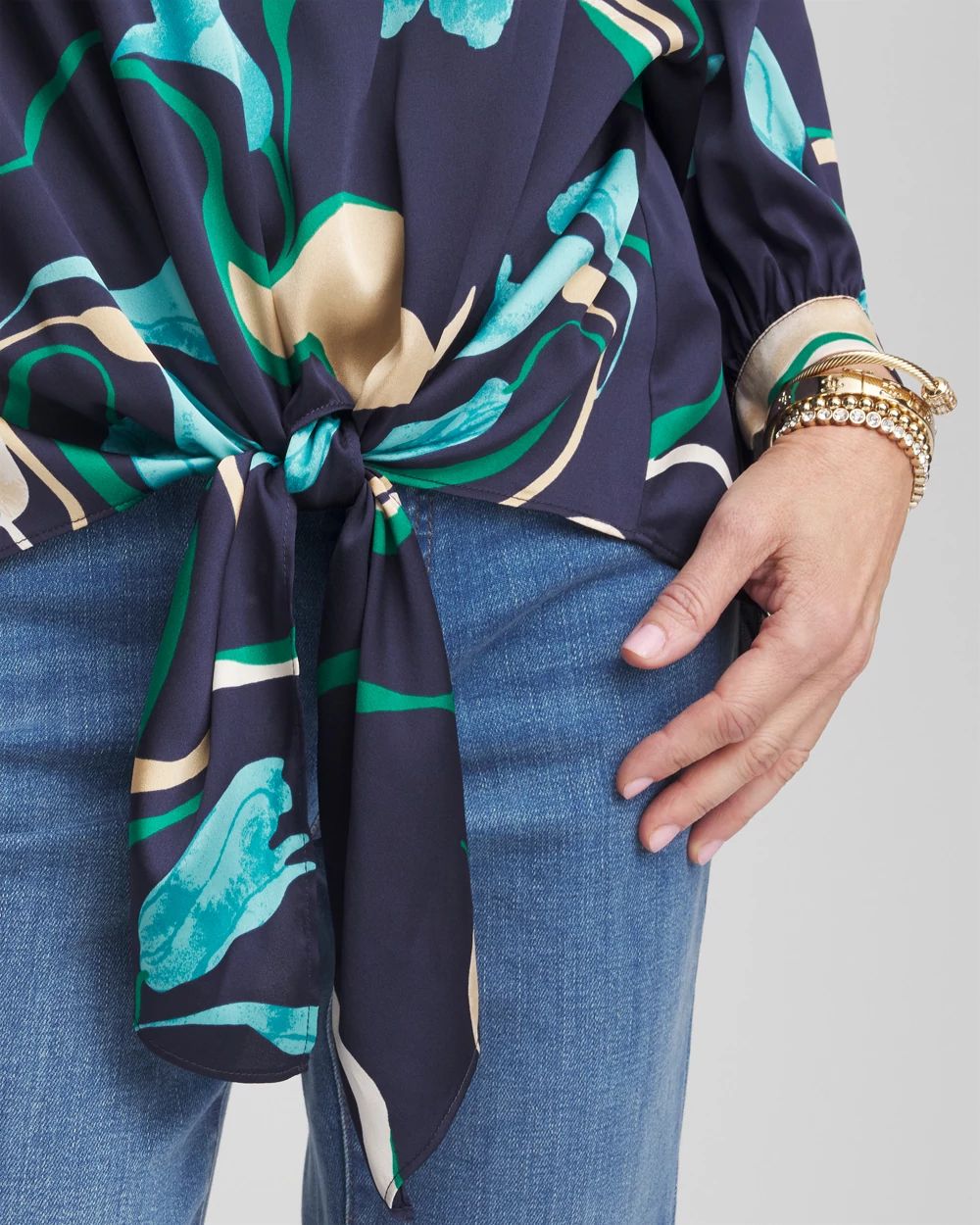 Wildflower Tie-Front Batwing Blouse click to view larger image.