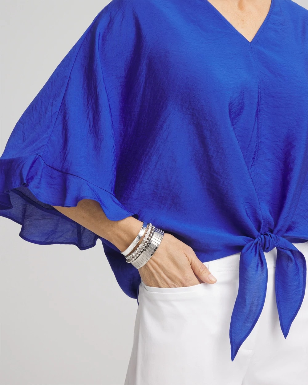 Ecovero™ Tie-Front Frill Sleeve Blouse