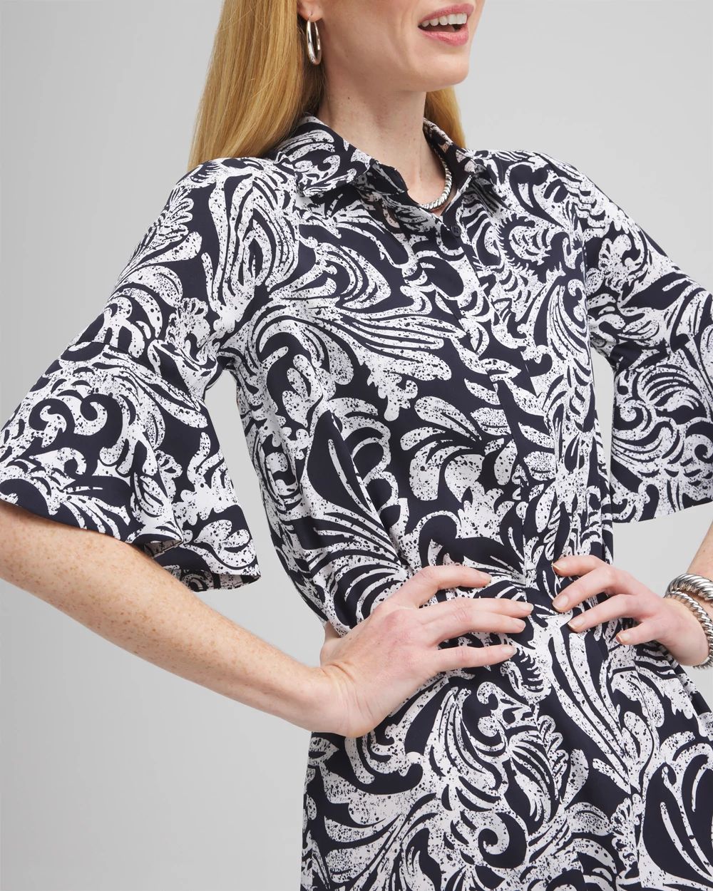 Tiered Midi Shirt Dress