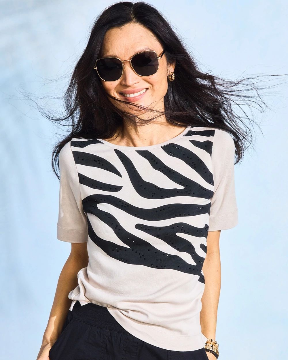 Zebra Pima Elbow Sleeve Tee