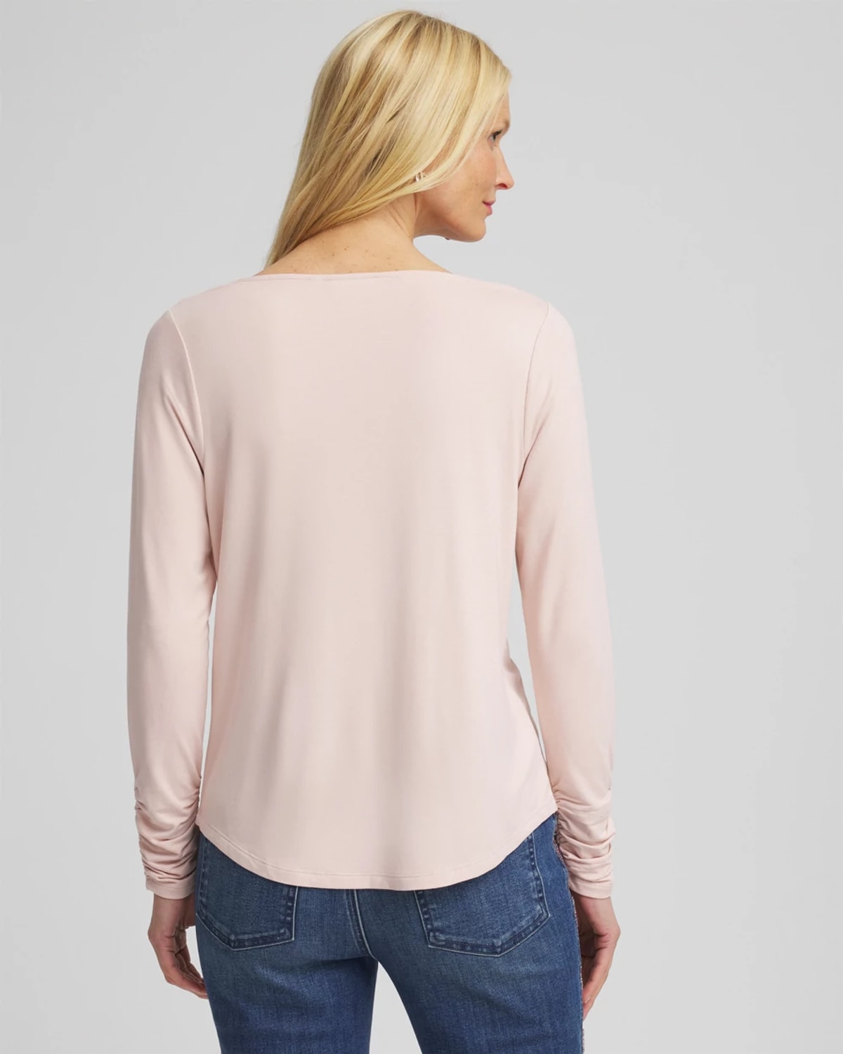Chico's Cowlneck Long-sleeved Tee In Pink In Pink