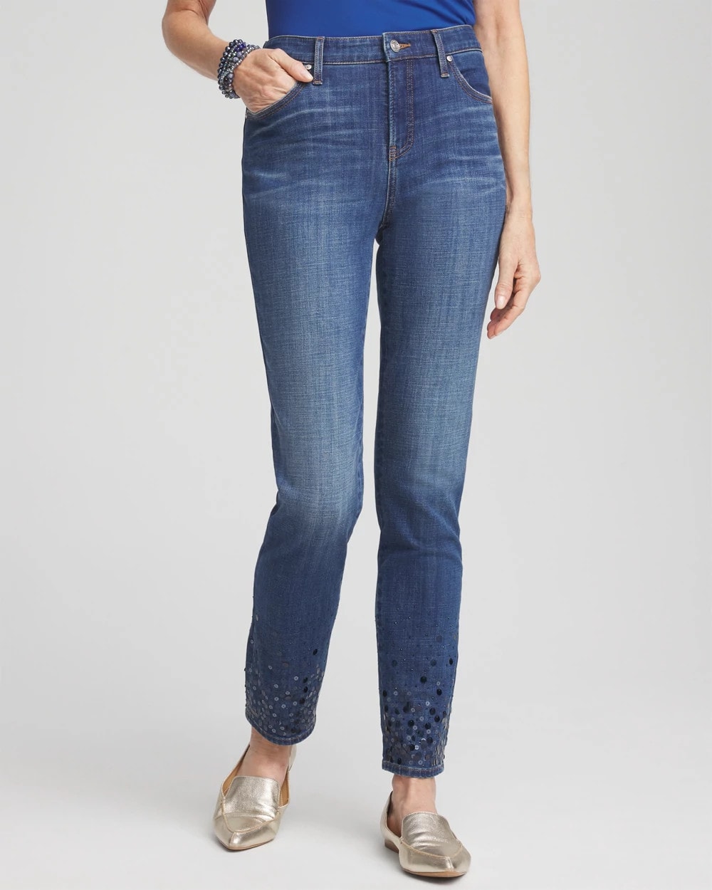 Girlfriend Sequin Ankle Jeans