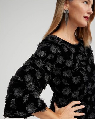 Velvet Applique Bell Sleeve Dress