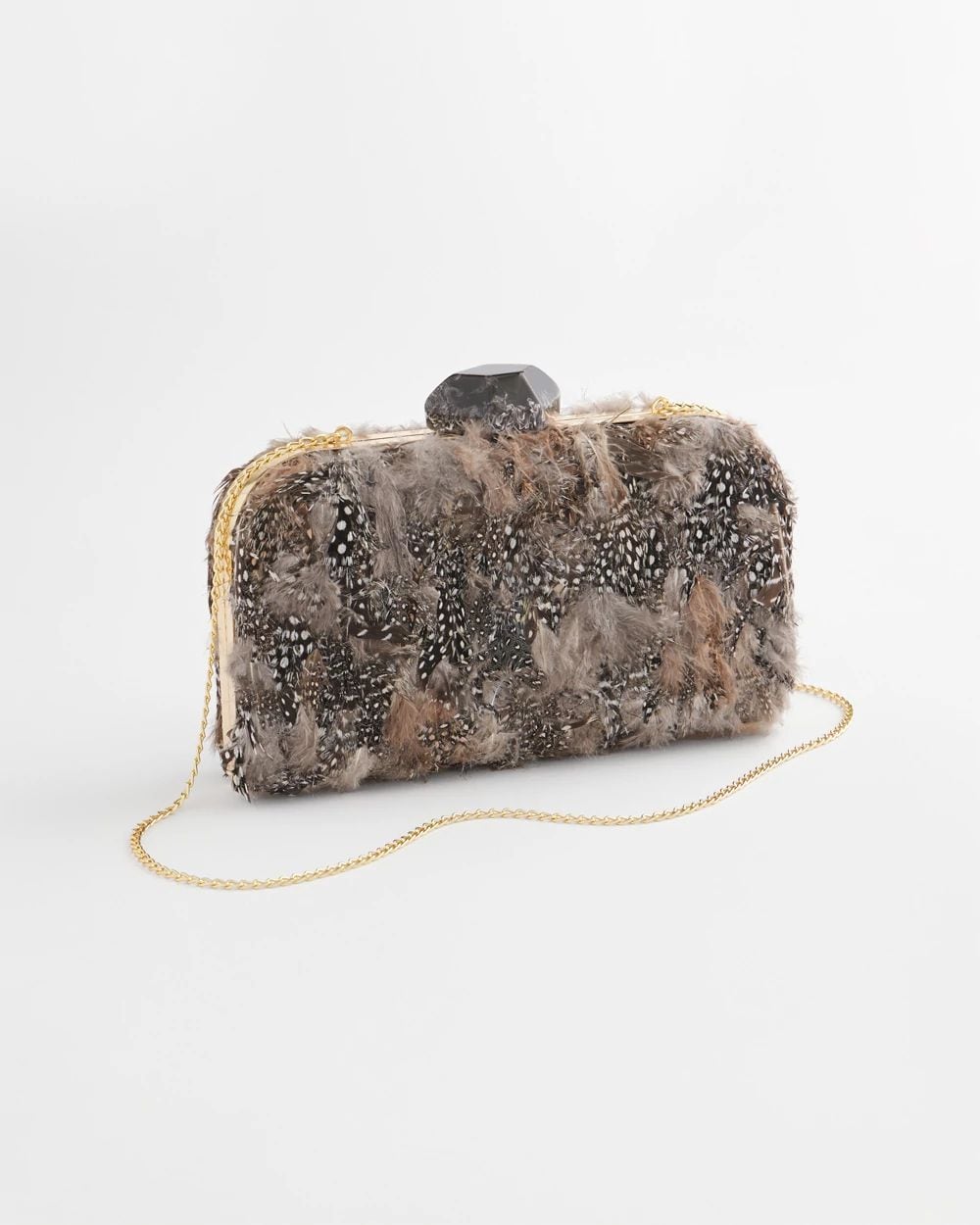 Hand-Made Feather Clutch Shoulder Bag click to view larger image.