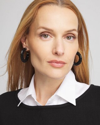 No Droop® Black Sequin Huggie Earrings