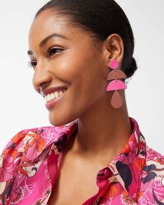 Leather Tiered Drop Earrings