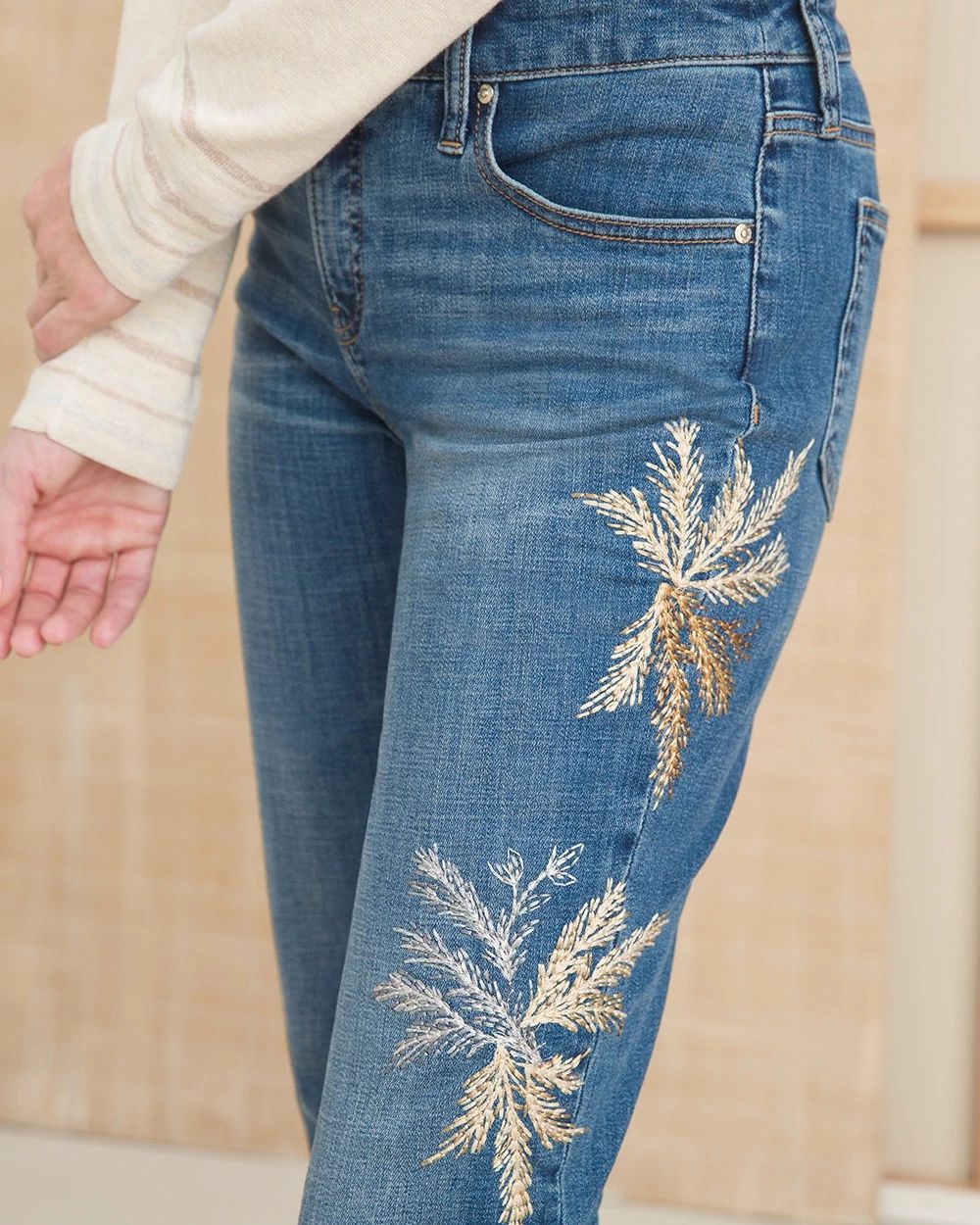 So Slimming Embroidered Ankle Jeans