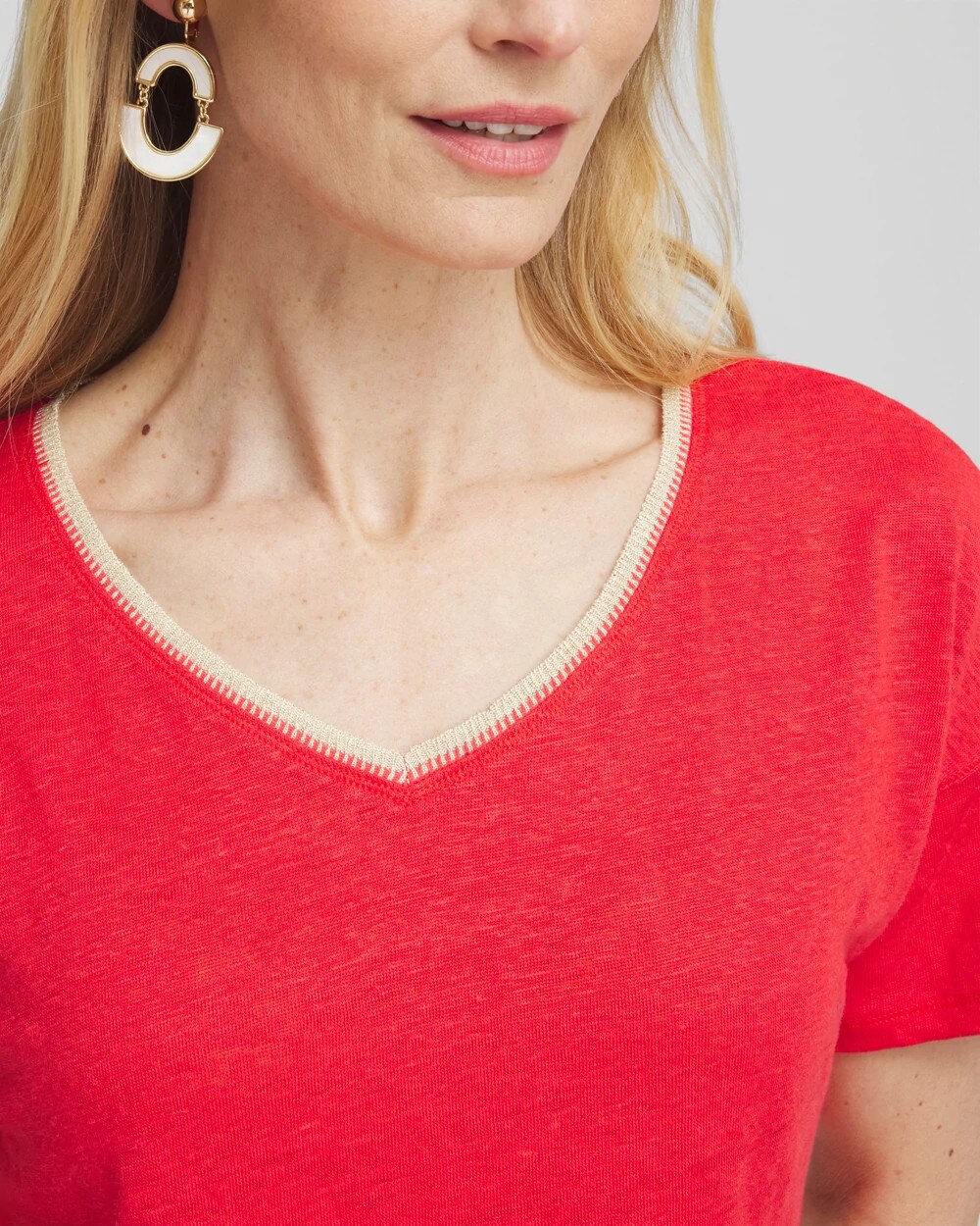 Sweater Trim Linen Tee