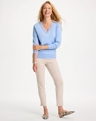 Caviar Embellished V-Neck Pullover click to view larger image.
