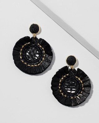 Black Raffia Drop Earrings