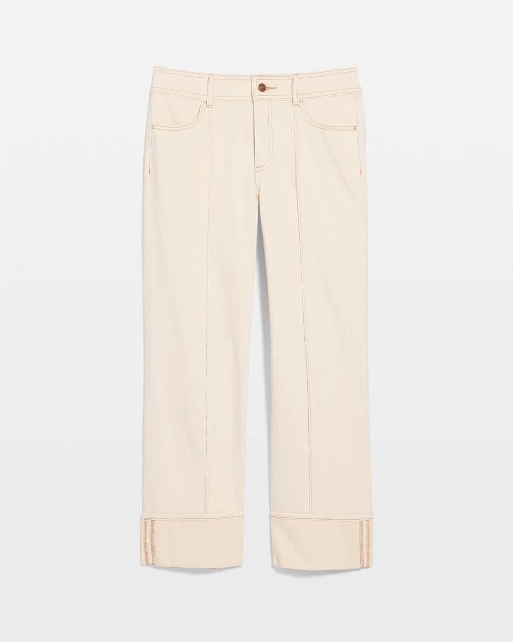 Pintuck Cuffed Cropped Jeans click to view larger image.