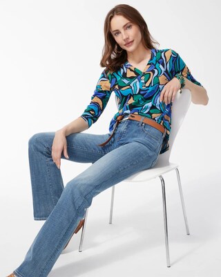 Abstract Print 3/4 Sleeve Tee