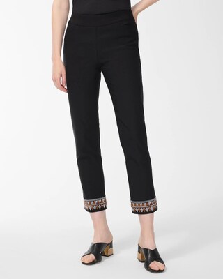 Brigitte Embroidered Hem Ankle Pants