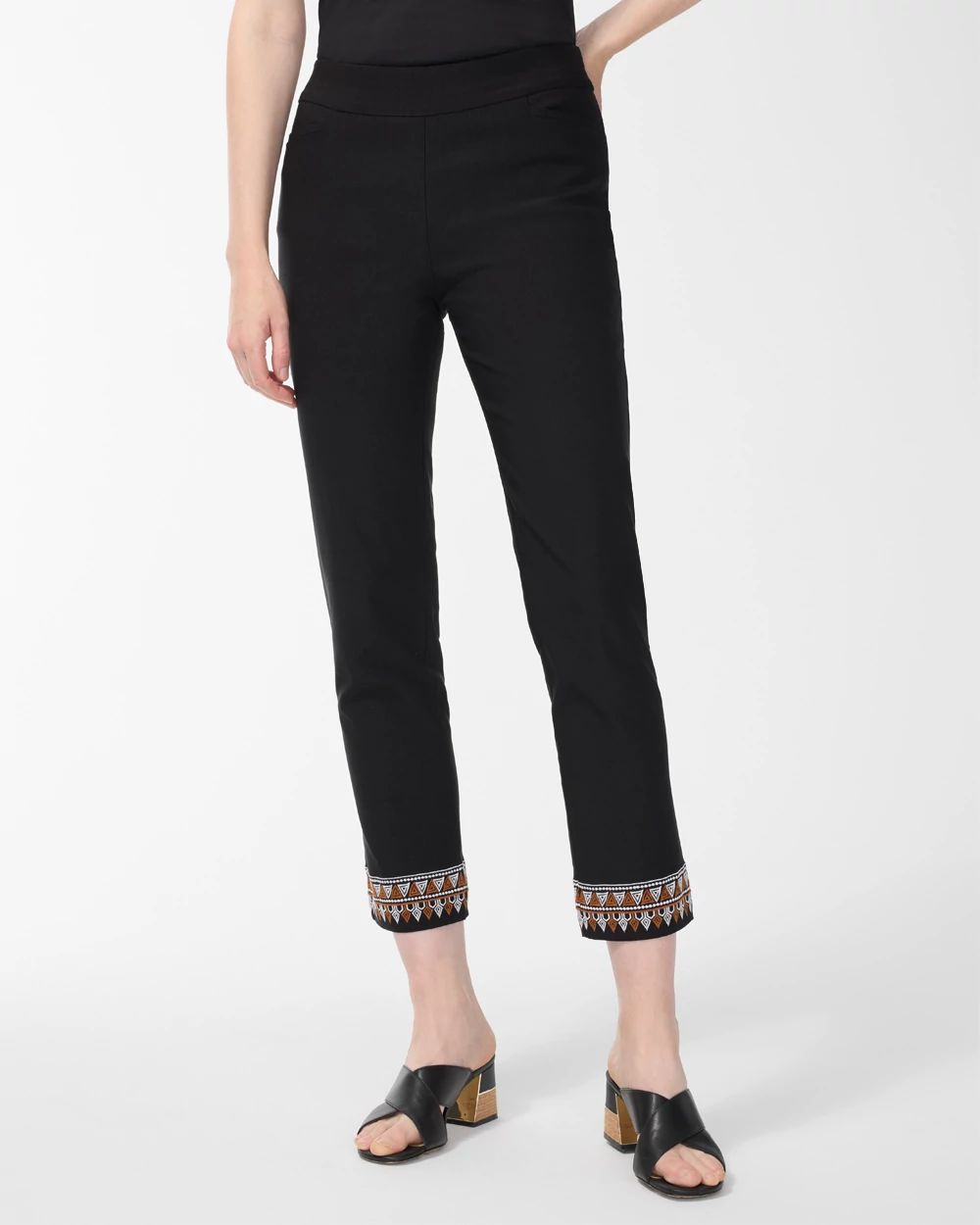 Brigitte Embroidered Hem Ankle Pants