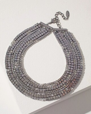 Silvertone & Faux Hematite Necklace