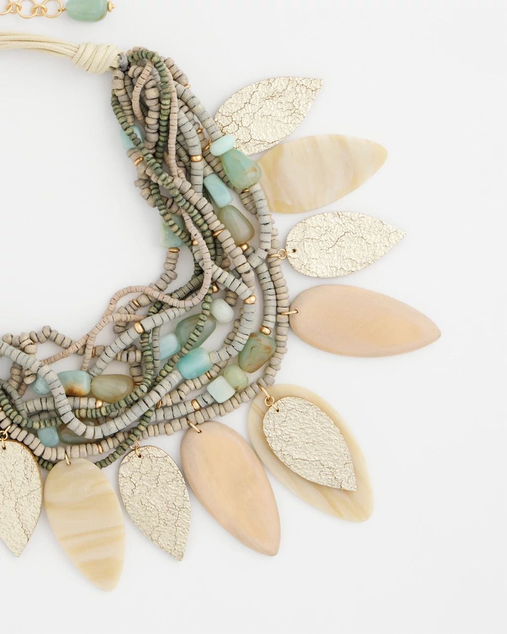 Multistrand Wood Petal Necklace