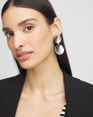 Silver Tone Disc Drop Earrings click to view larger image.