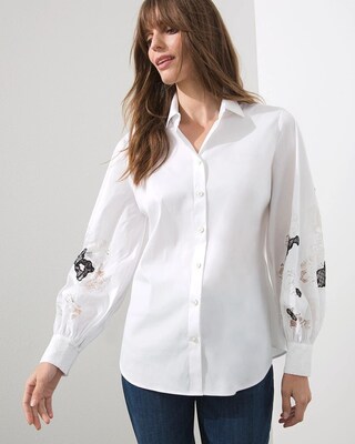 Poplin Lace Sleeve Shirt