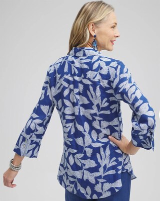 No Iron™ Linen Leaf 3/4 Sleeve Shirt