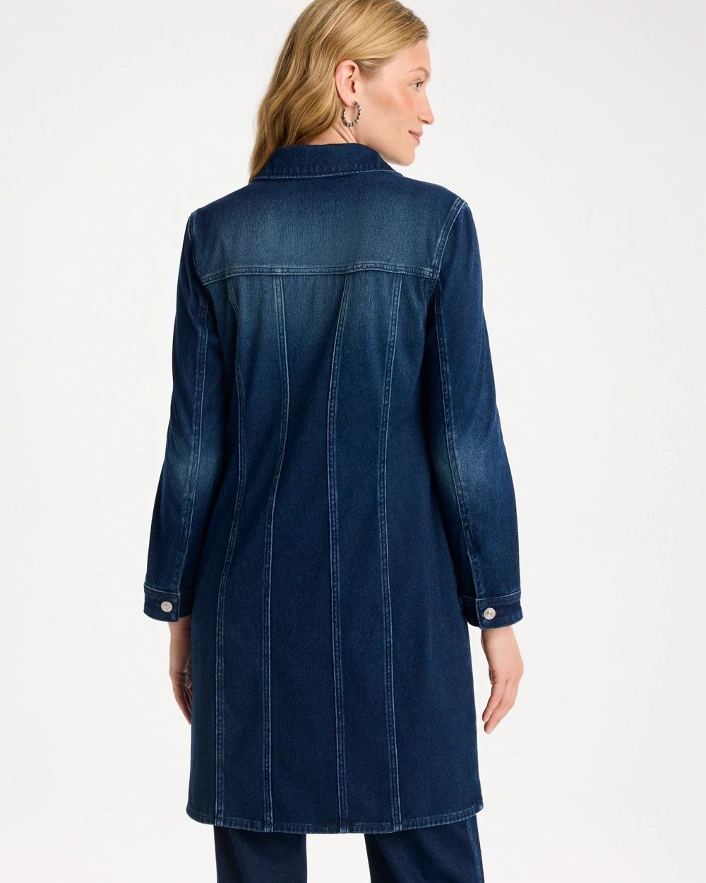 Knit Denim Trucker Duster Jacket click to view larger image.
