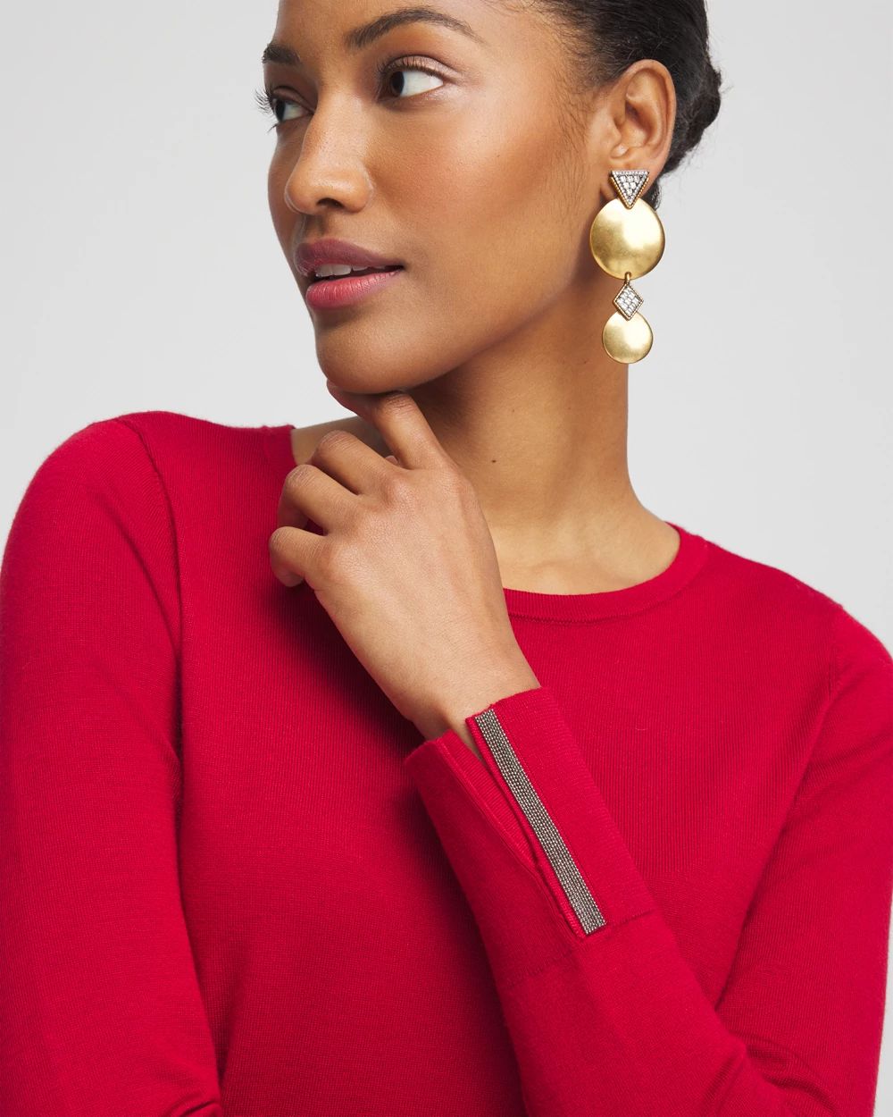 Embellished Crew Neck Sweater Tunic