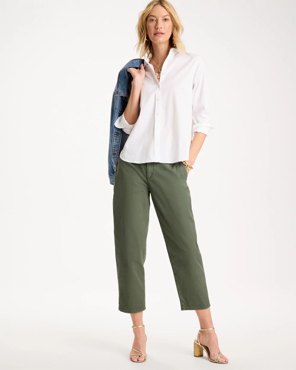 Relaxed Boyfriend Chino Crop Pants