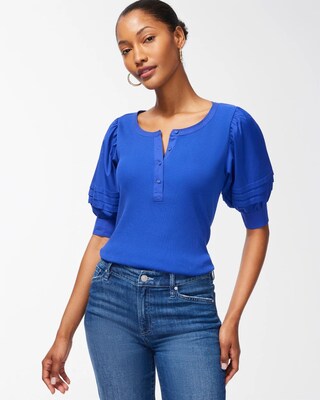 Puff Sleeve Henley Tee