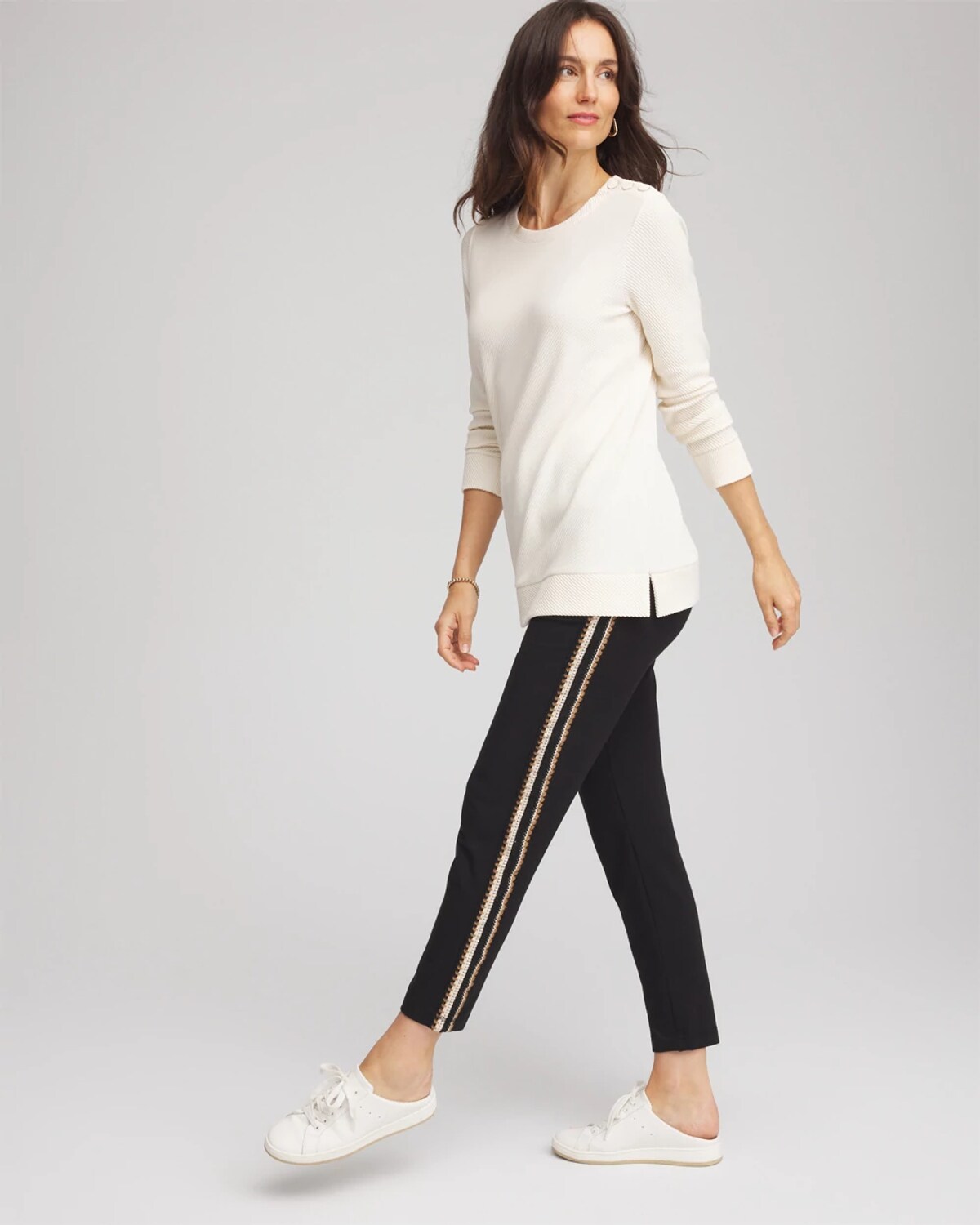 Chico's Ottoman Ribbed Tunic In Cream In Neutral