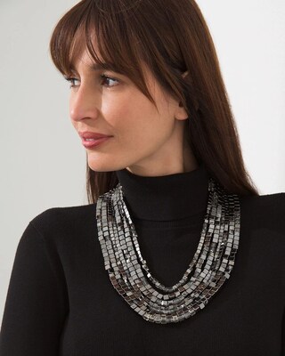 Silvertone & Faux Hematite Necklace