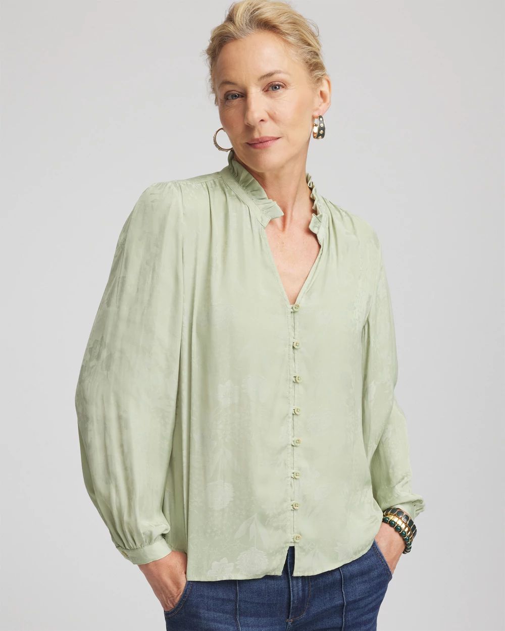 Floral Georgette Peasant Blouse