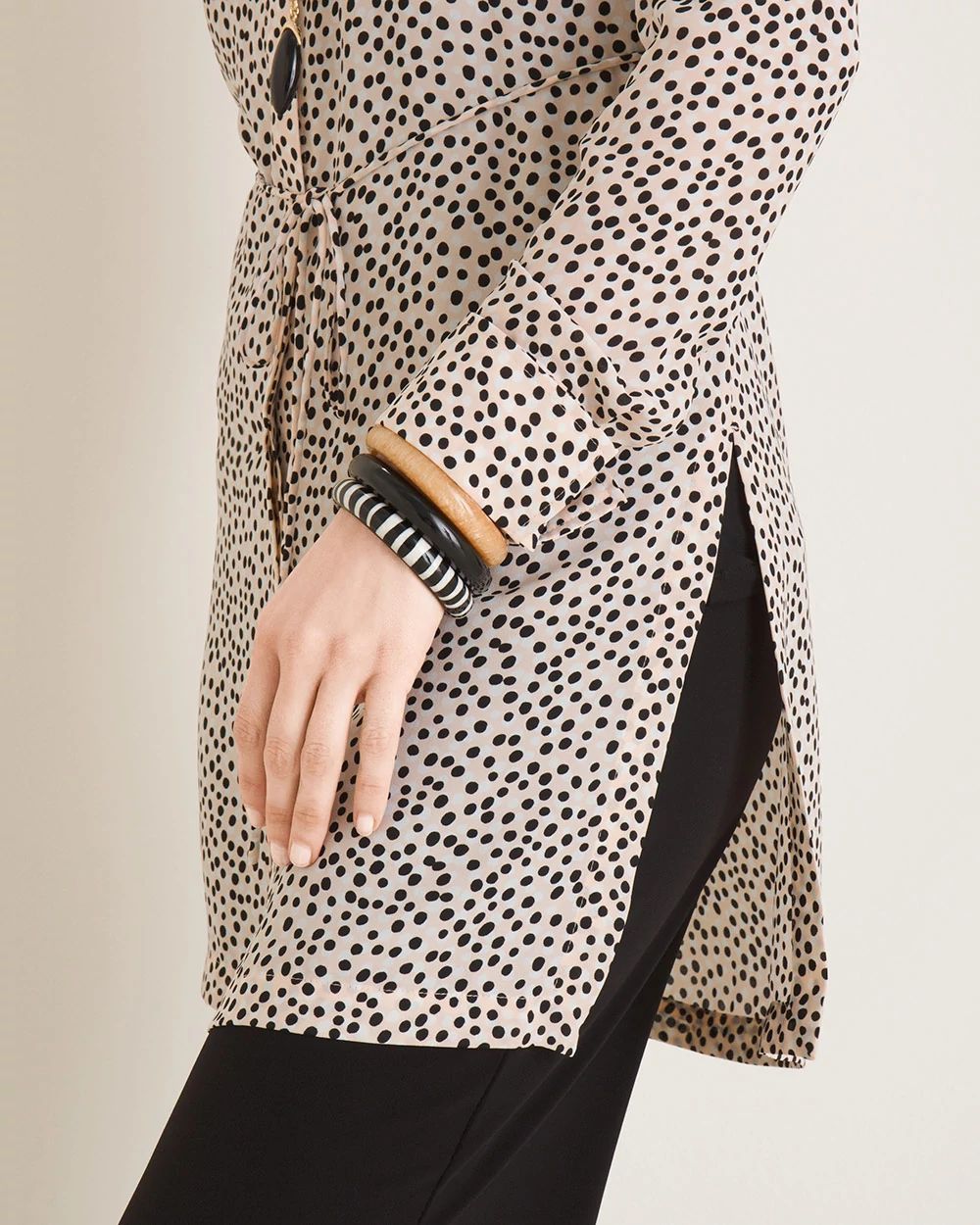 Dot-Print Smocked Tunic