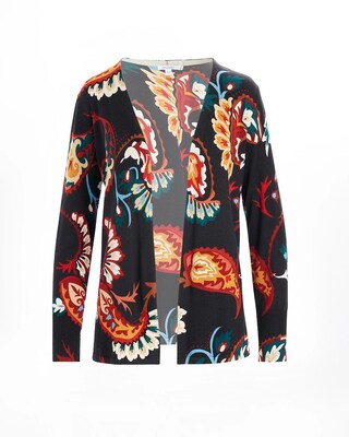 Spun Rayon Paisley Split Cuff Cardigan