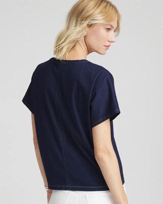 Denim Motif Tapered Dolman Top click to view larger image.