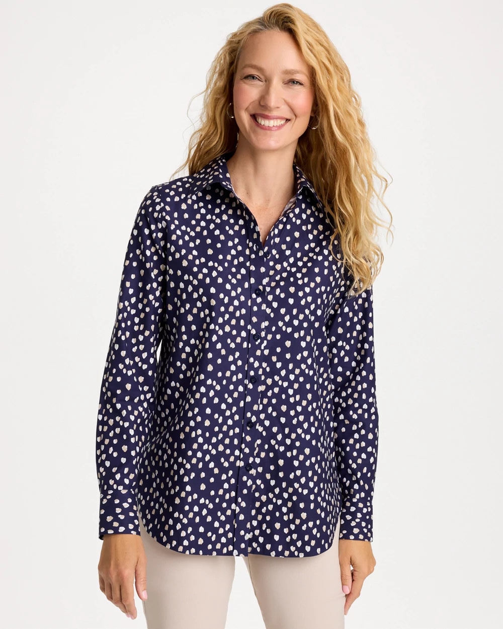 No Iron™ Stretch Polka-Dot Shirt