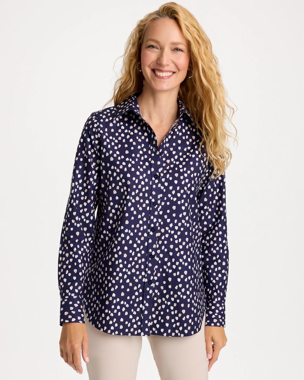 No Iron™ Stretch Polka-Dot Shirt
