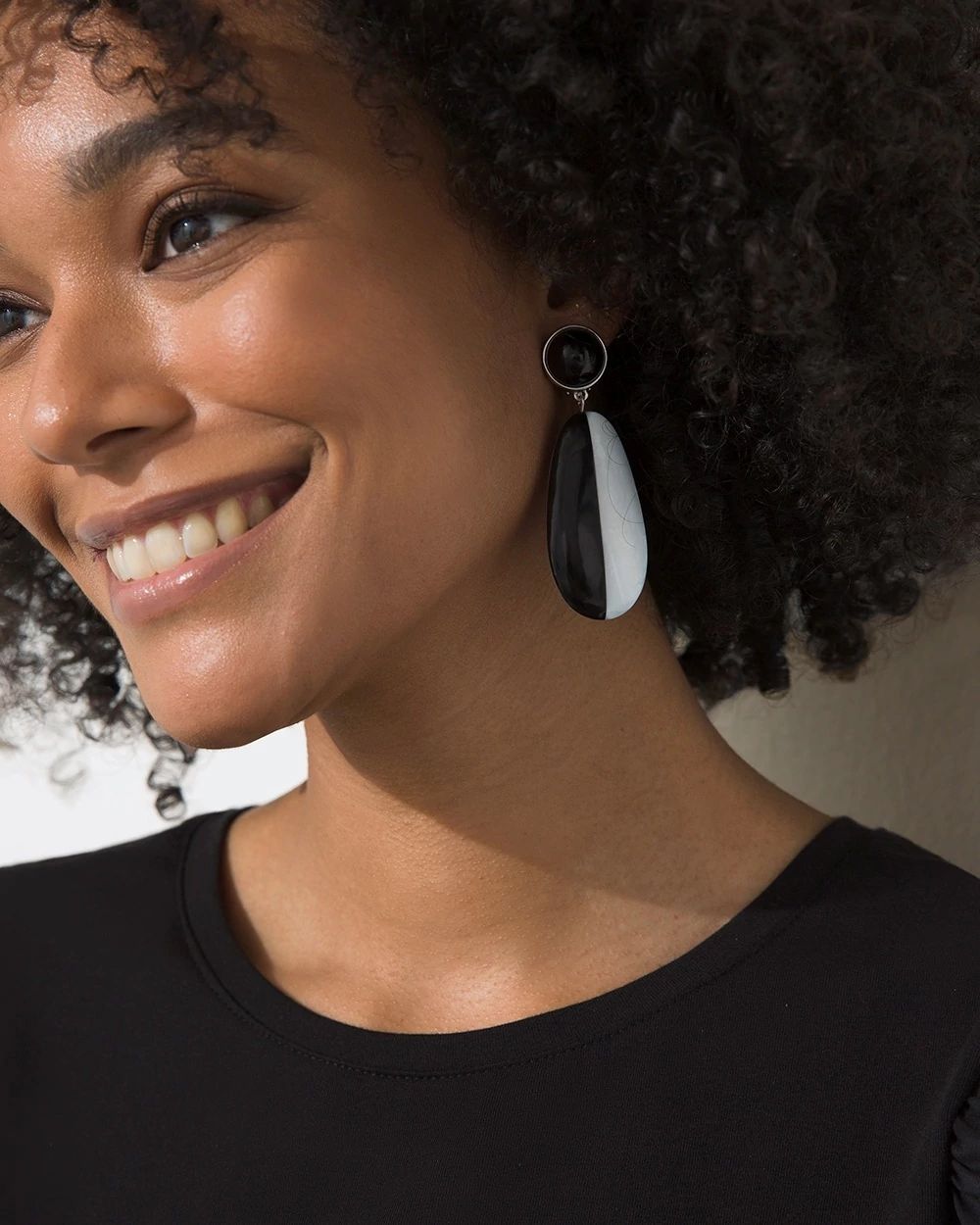 Black and White Shell Earrings