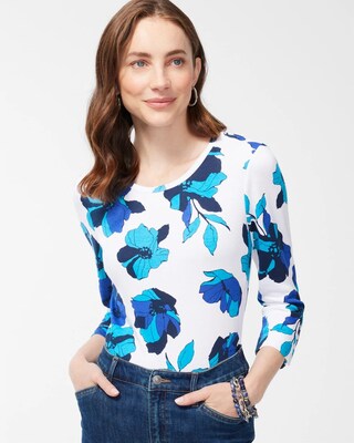Pima 3/4 Sleeve Floral Everyday Tee