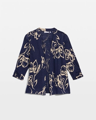 Floral Linen Open Front Cardigan click to view larger image.