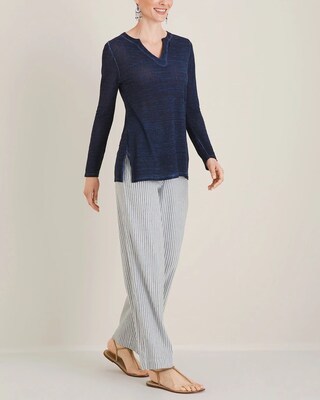 Railroad-Stripe Wide-Leg Pants