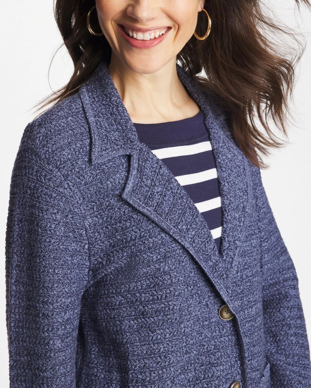 Denim Inspired Textured Cardigan click to view larger image.