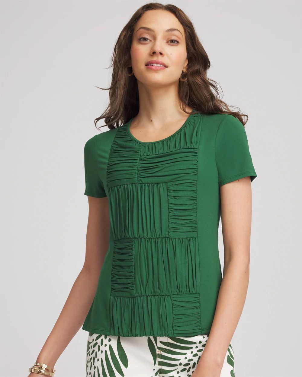 Jersey Knit Ruched Front Tee