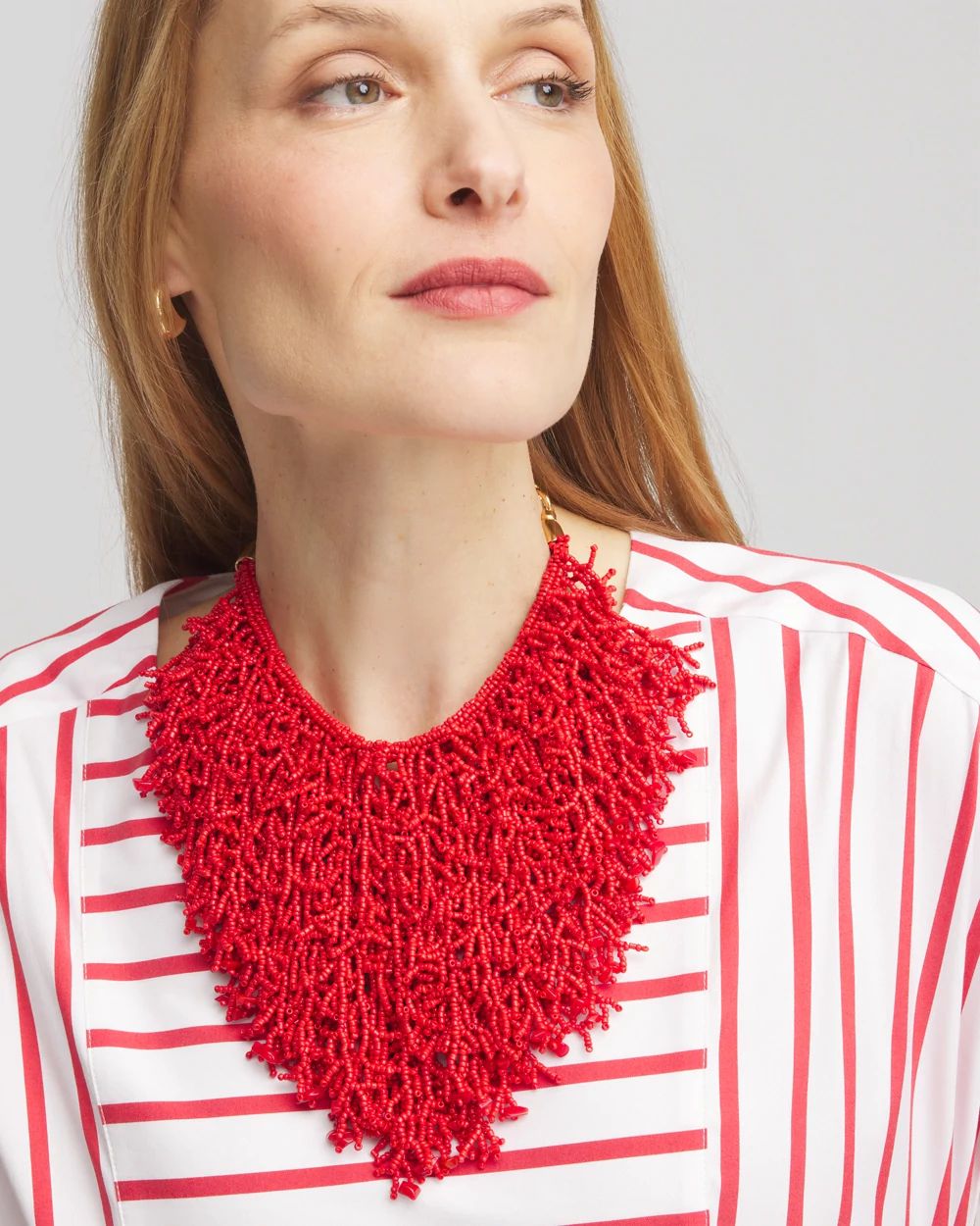 Chico's Originals Coral Seed Bead Necklace