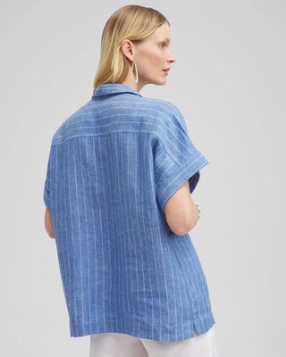 Linen Stripe Popover Top
