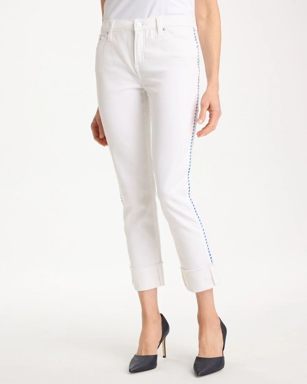 Girlfriend Roll Cuff Crop Jeans