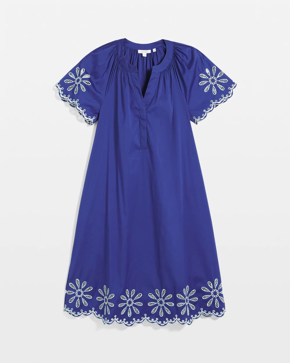 Embroidered Poplin Popover Dress