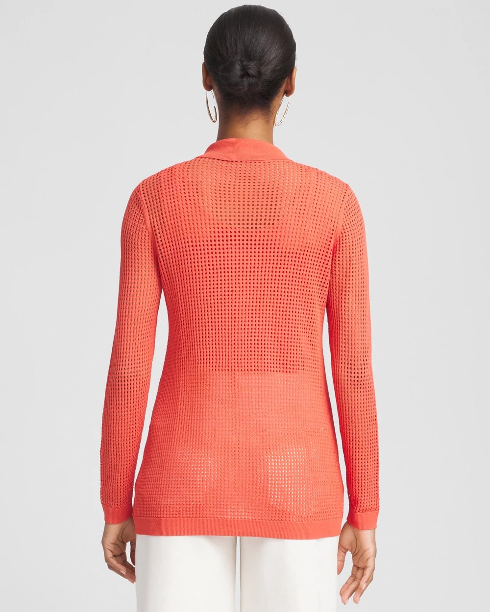 Pointelle Collared Cardigan