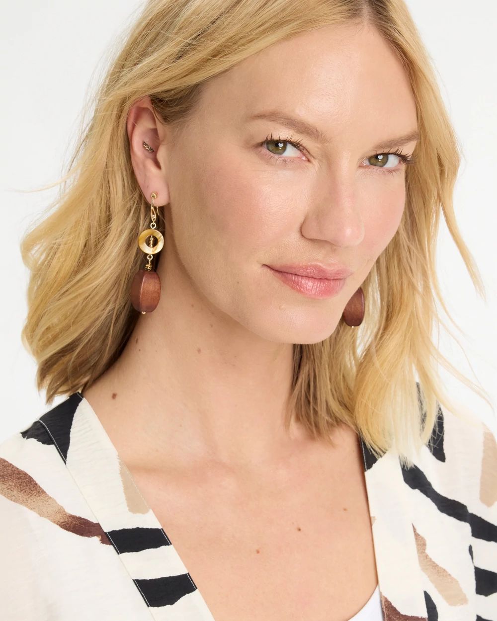 Linear Wood Drop Earrings click to view larger image.