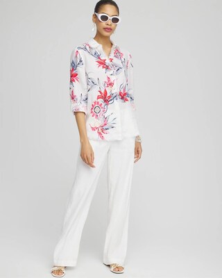 Linen Floral Fringe Shirt