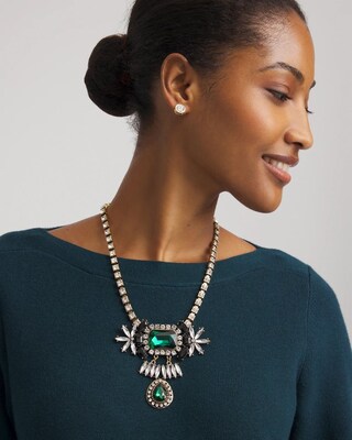 Emerald Green Art Deco Pendant Necklace click to view larger image.